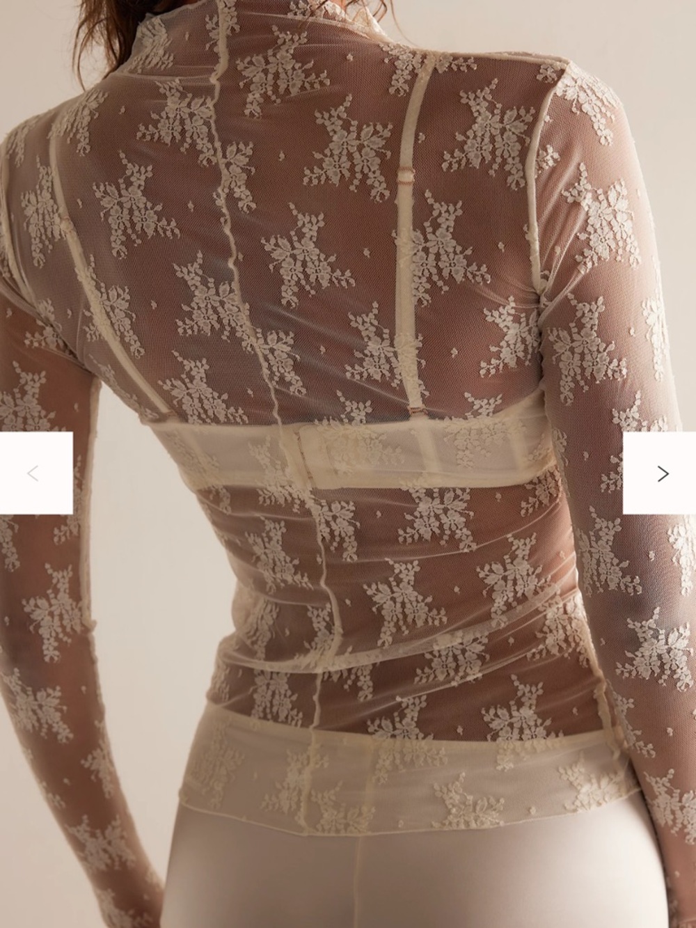 Free People Lady Lux Layering Top Cream Sheer Floral Lace Blouse
